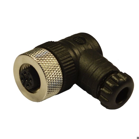 Automation Systems Interconnect M12 90 Degree Female Field Attachable Connector With Screw Terminal, Black, 5-Pole 12FB5000